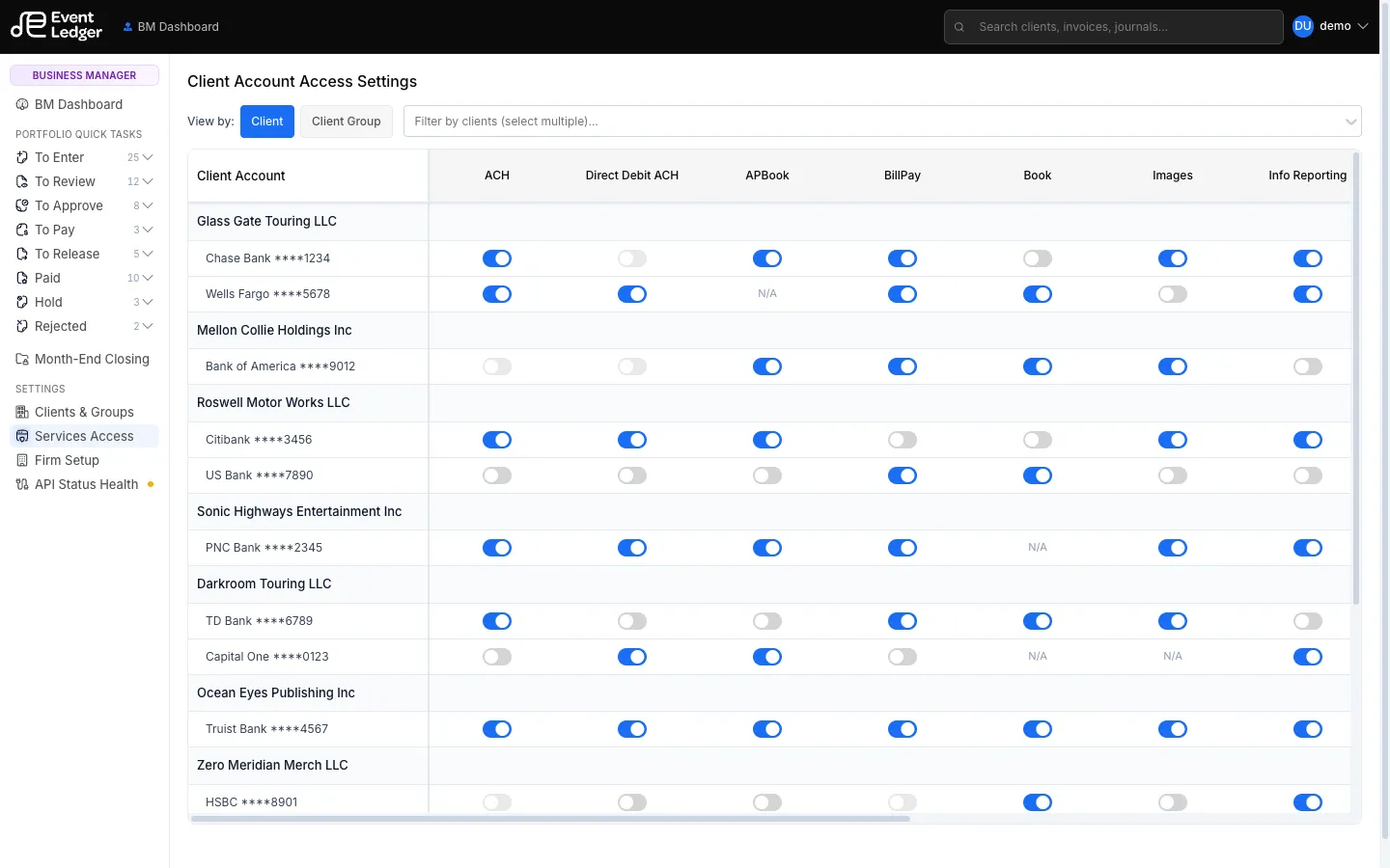 Client Account Access Settings