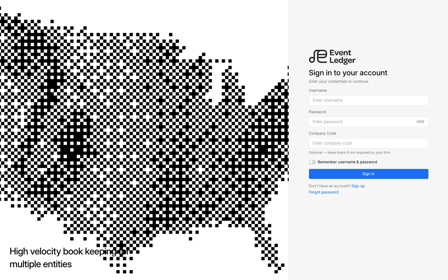 Sign-in form with username, password, and Sign In