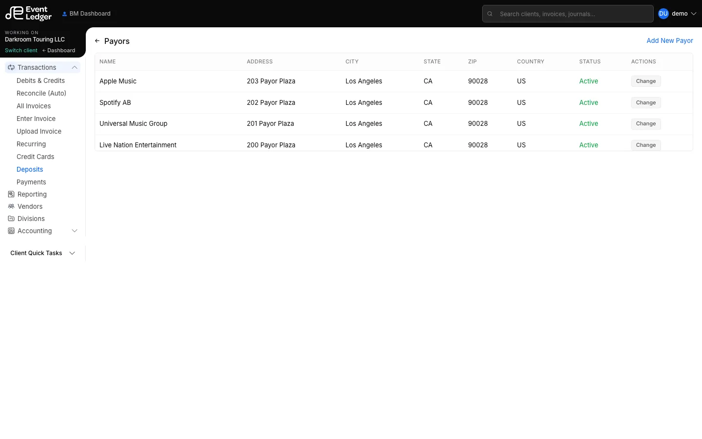 Payors list