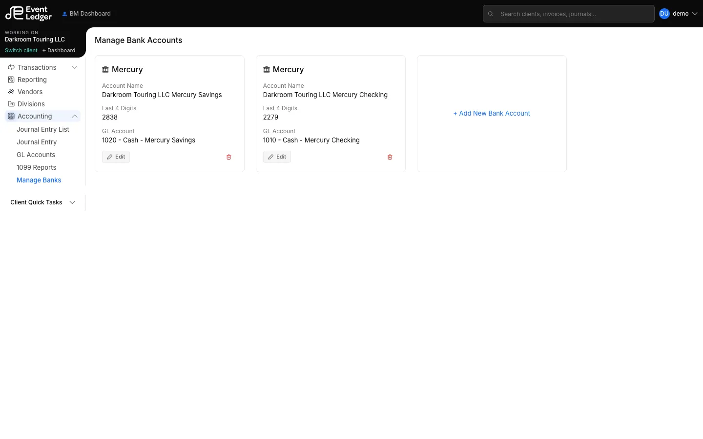 Manage Bank Accounts with Mercury checking