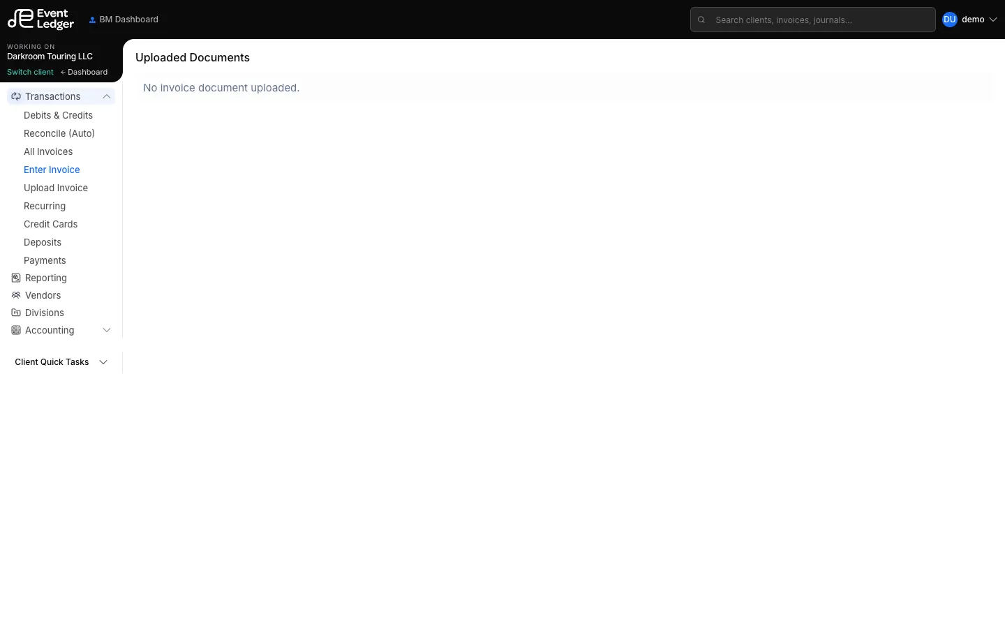 Enter Invoice uploaded-documents list