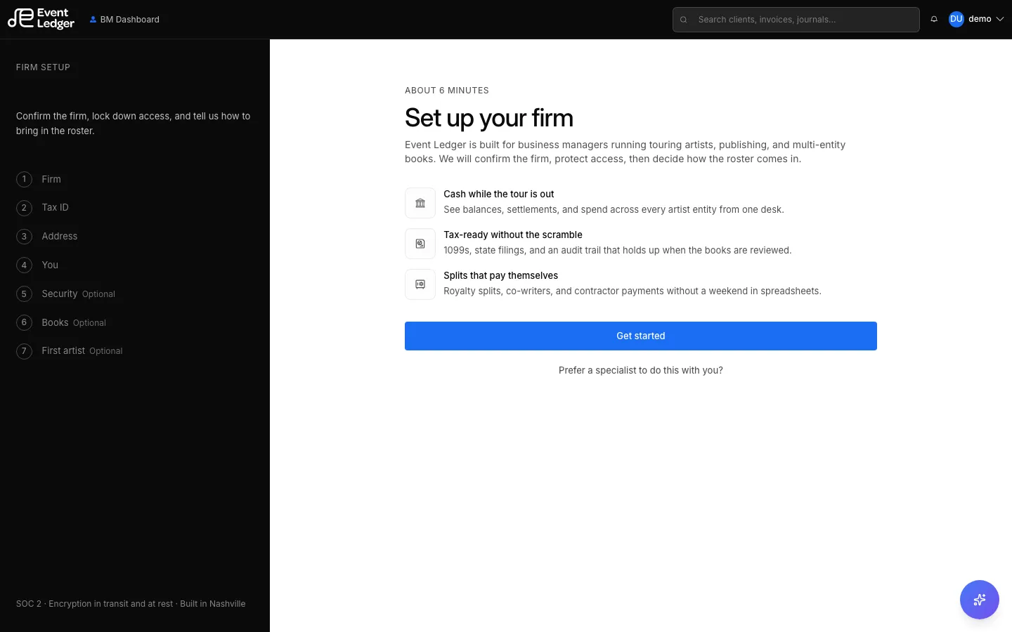 Set up your firm welcome step