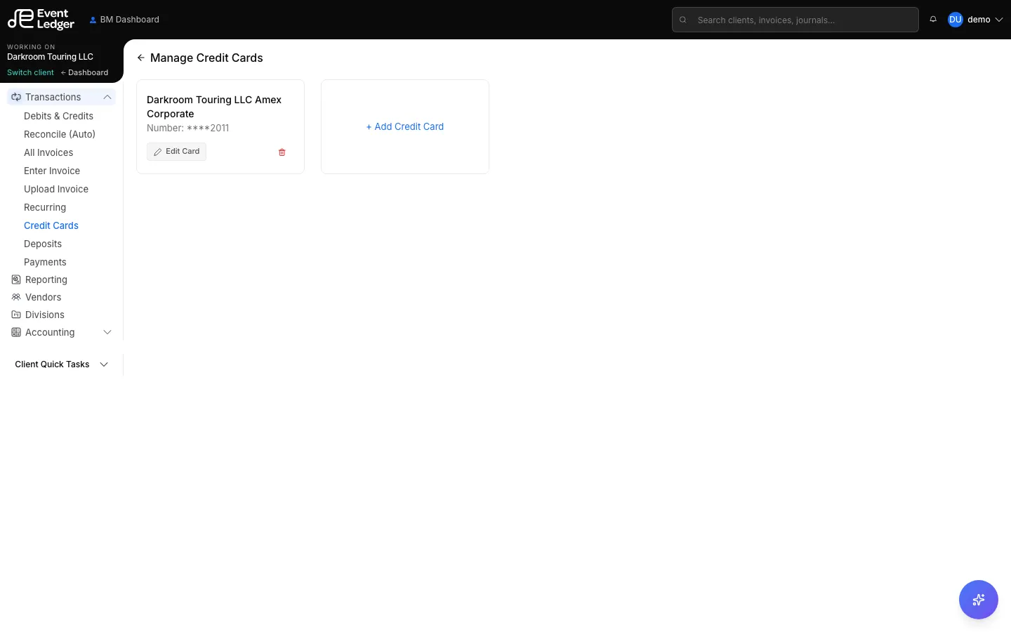 Manage Credit Cards with an existing Amex and Add Credit Card