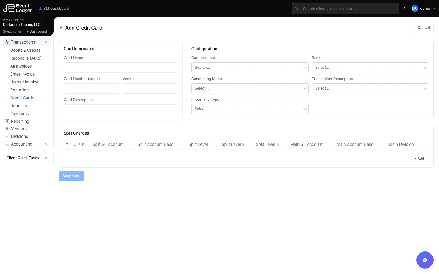 Add Credit Card form